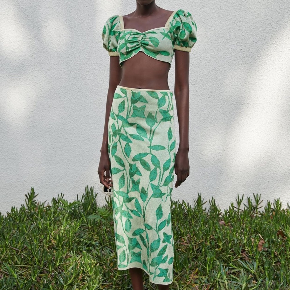 Zara Knit Green Floral Set